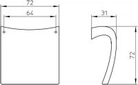 12966 - Kovová úchytka - Délka: 72 mm, Rozteč: