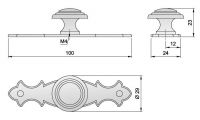 91070 - Knopka 29mm se štítkem 100mm, rustikální,