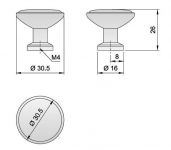 91026 - Knopka 30,5mm, porcelánová /pepř