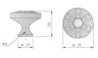 91091 - Knopka průměr 31mm, staromosaz