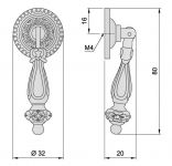 91081 - Úchyt visací 80x32mm staromosaz