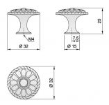 91079 - Knopka 32mm, staromosaz