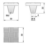 91066 - Knopka čtverec proplétaný 30x30mm, staromo