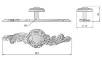 91089 - Knopka 30mm se štítem 129mm,rustikální, st